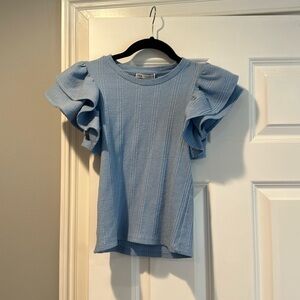 ruffled blue top zara